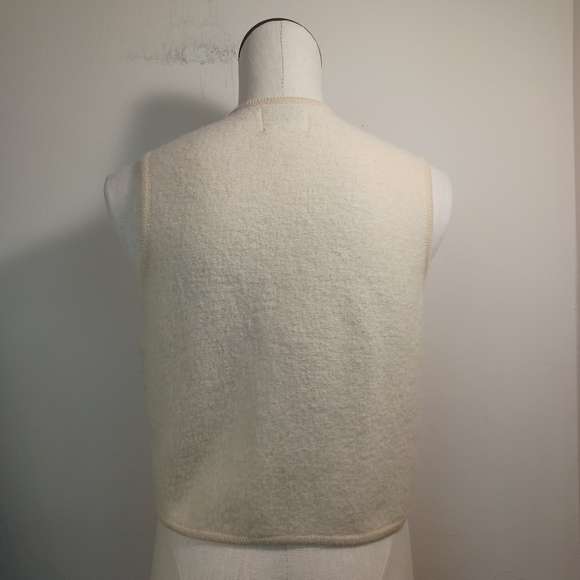 ICE Sweater Vest Ivory 100% Wool Sequin Full Zip Womens Medium - Picture 7 of 11